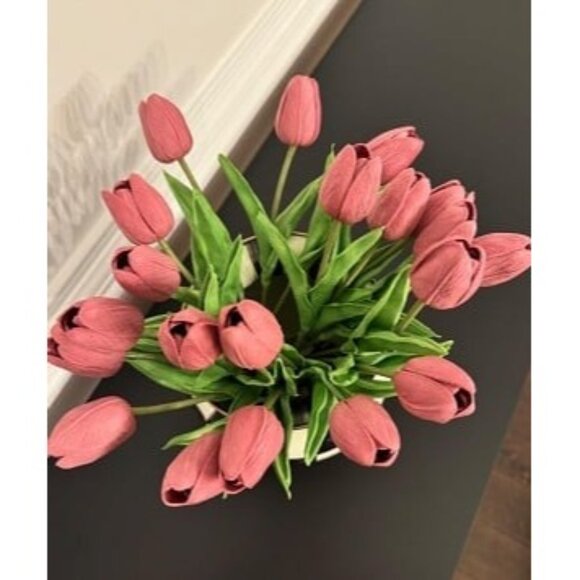 New 20pcs Mauve Artificial Tulip Silk Fake Fall Flowers 13.5" for Mother's Day - Picture 2 of 2